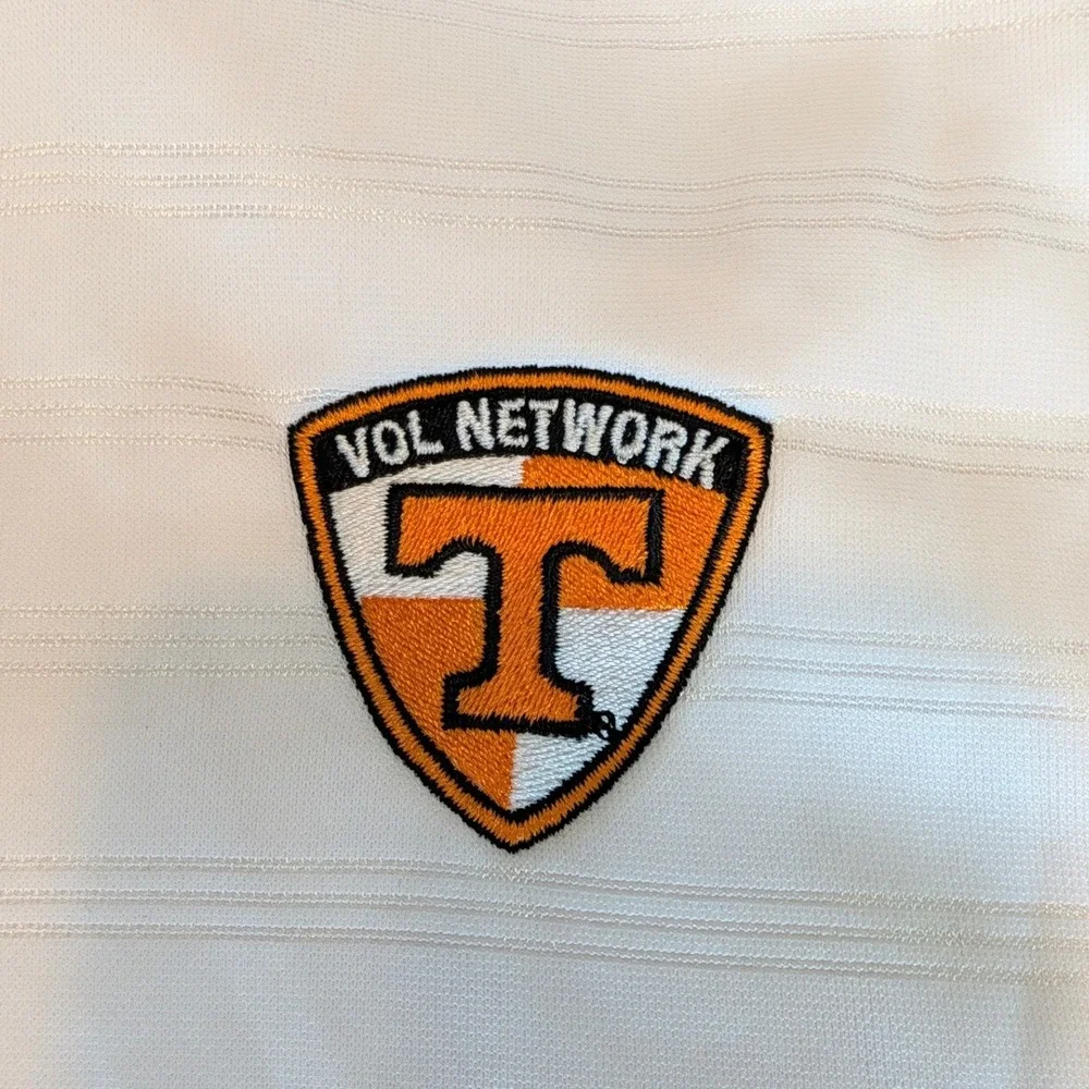 Adidas Polo Shirt Mens L White Excellent Tennessee Vol Network IMG Embroidered